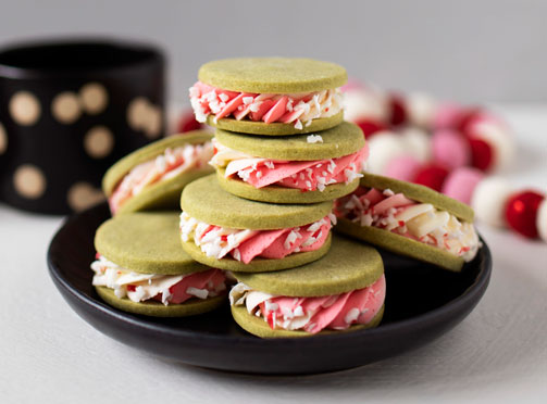 Matcha Candy Cane Sandwich