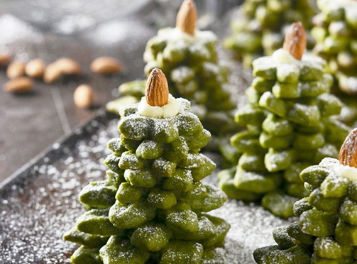 Matcha Christmas Tree Cookie Stack